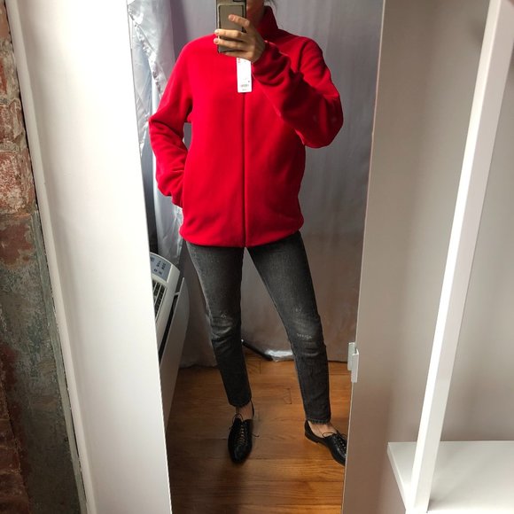 Uniqlo red fleece mock neck zip up sweater jacket - Picture 9 of 9